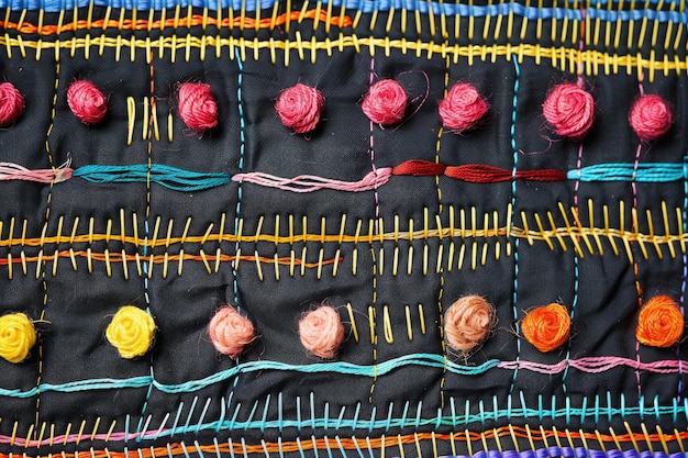 Próbki haftów i nici